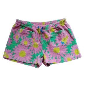 Mini Boden Printed Towelling Shorts Girls 9Y Floral Terrycloth Drawstrin…